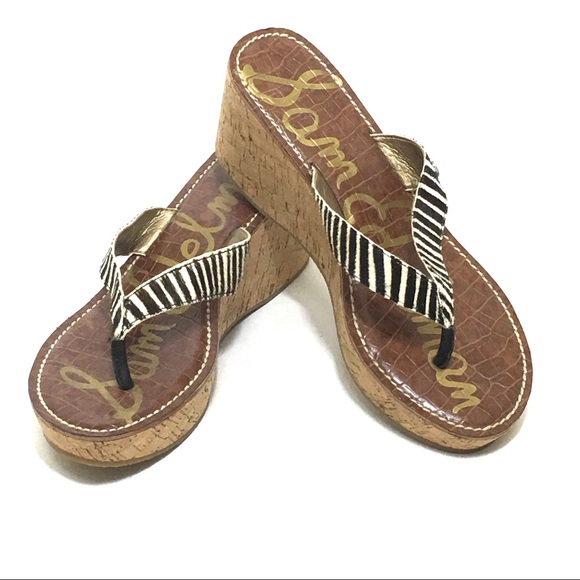 Sam Edelman zebra Romy Wedge Sandal Size 8 1/2 - Picture 3 of 6